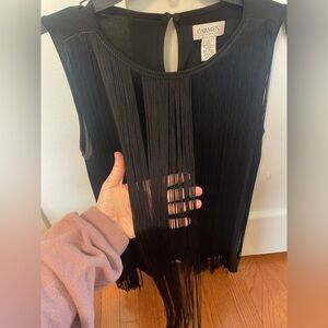 Carmen Marc Valvo Black Fringe women’s top